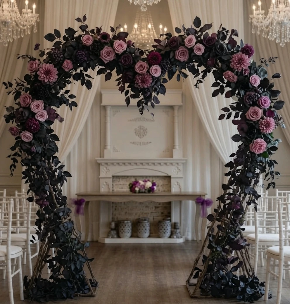 Midnight Plum Heart Arch